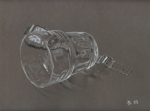 Verre et montre (pierre noire et crayon blanc)